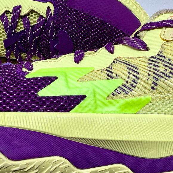 Adidas Dame 8 Lillard Basketball Shoes Mens Sz 13 Purple Yellow S-1524 Sporty - Picture 13 of 16